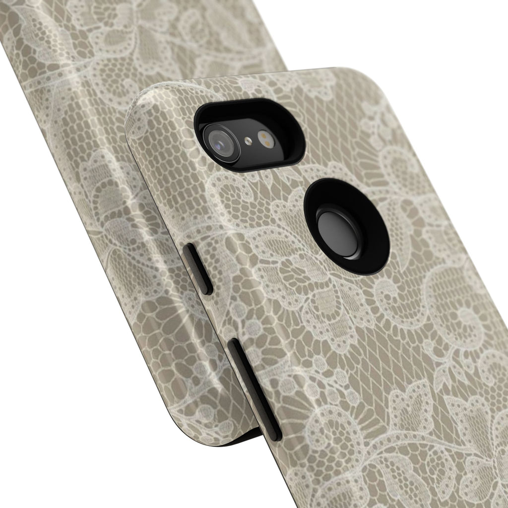 White Lace Pattern Tough Phone Case