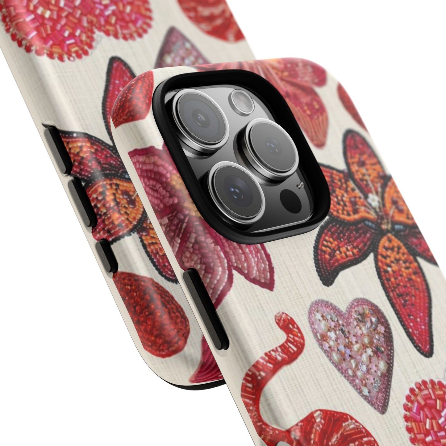 Floral & Heart Pattern Tough Case