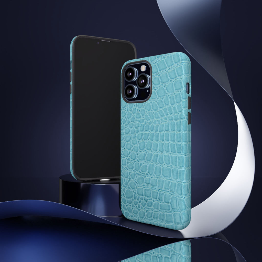 Croc Embossed Turquoise Phone Case