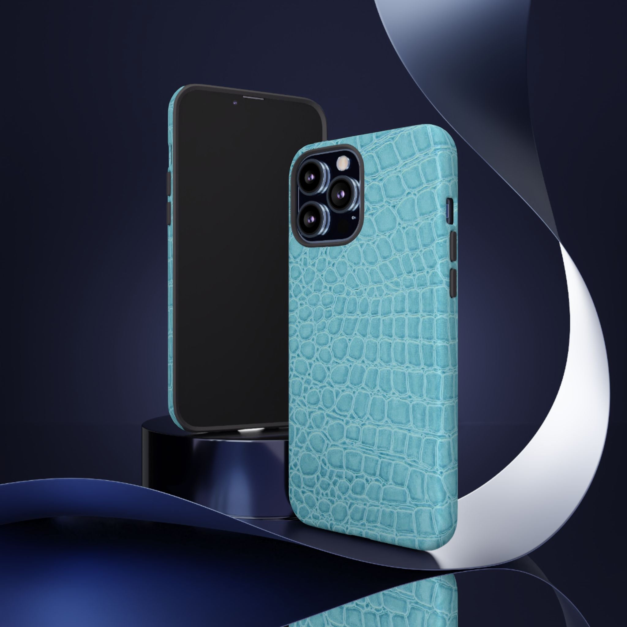 Croc Embossed Turquoise Phone Case