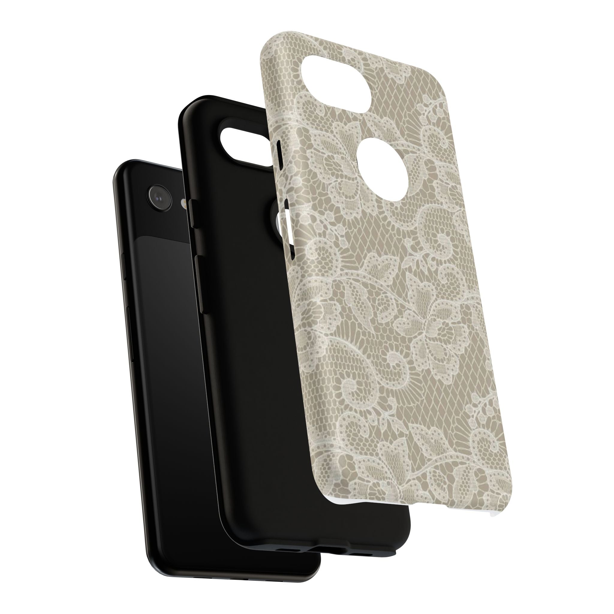 White Lace Pattern Tough Phone Case