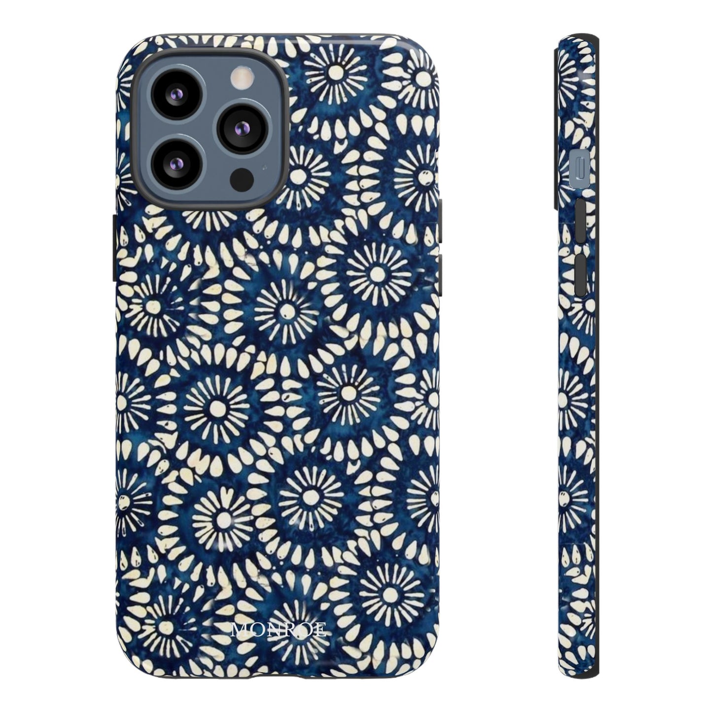 Navy Shibori Floral Tough Phone Case