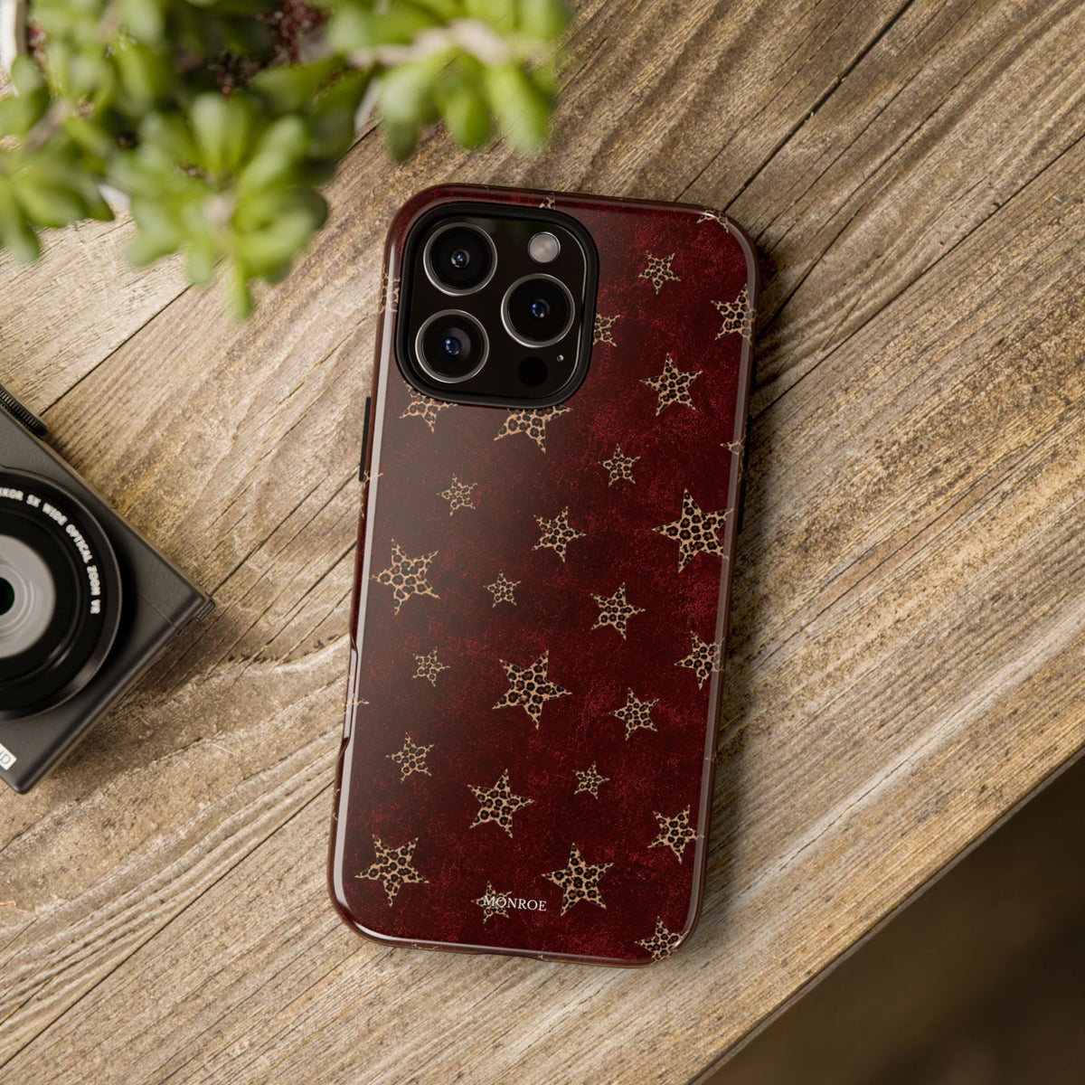 Burgundy Leopard Star Tough Case