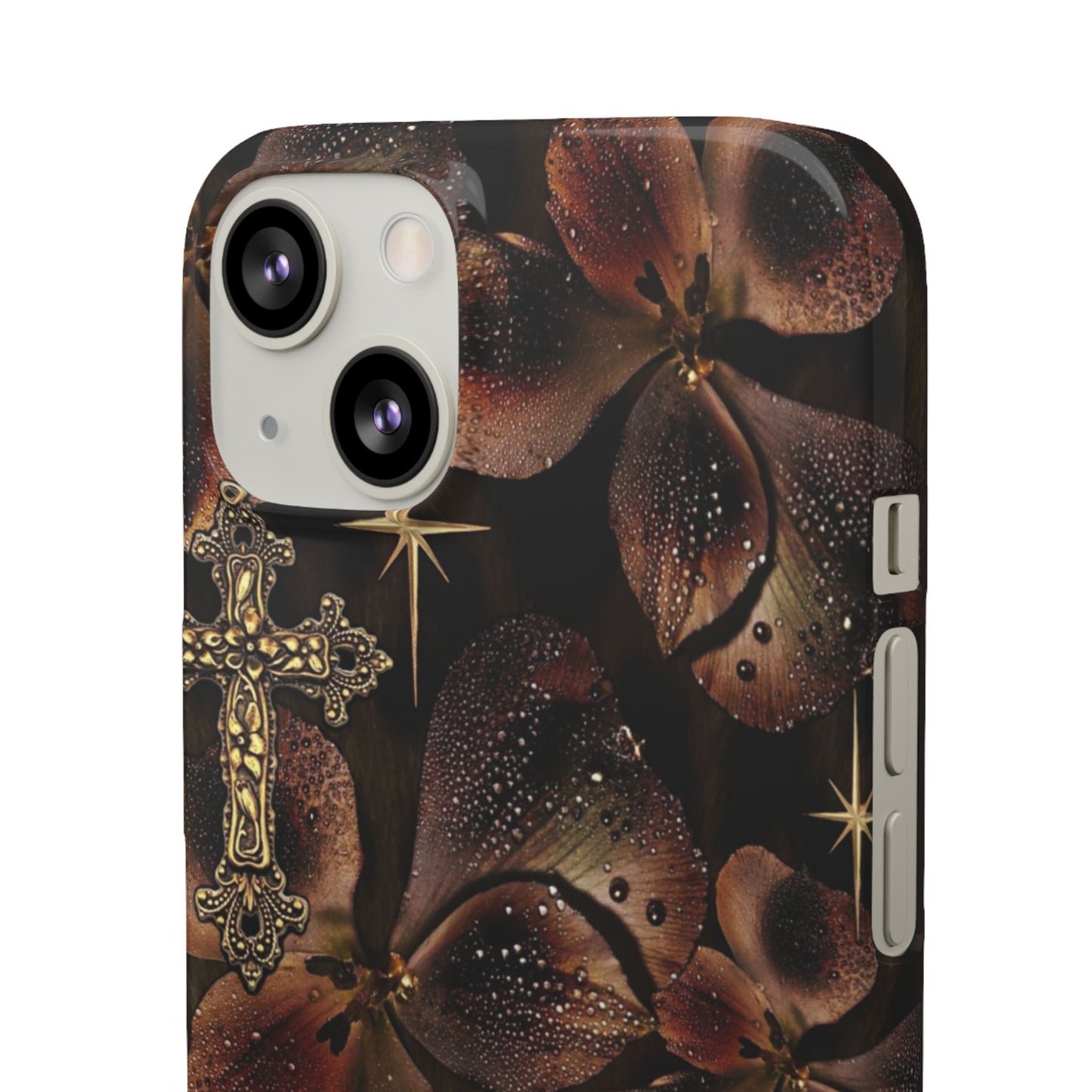 Brown Floral Cross Case