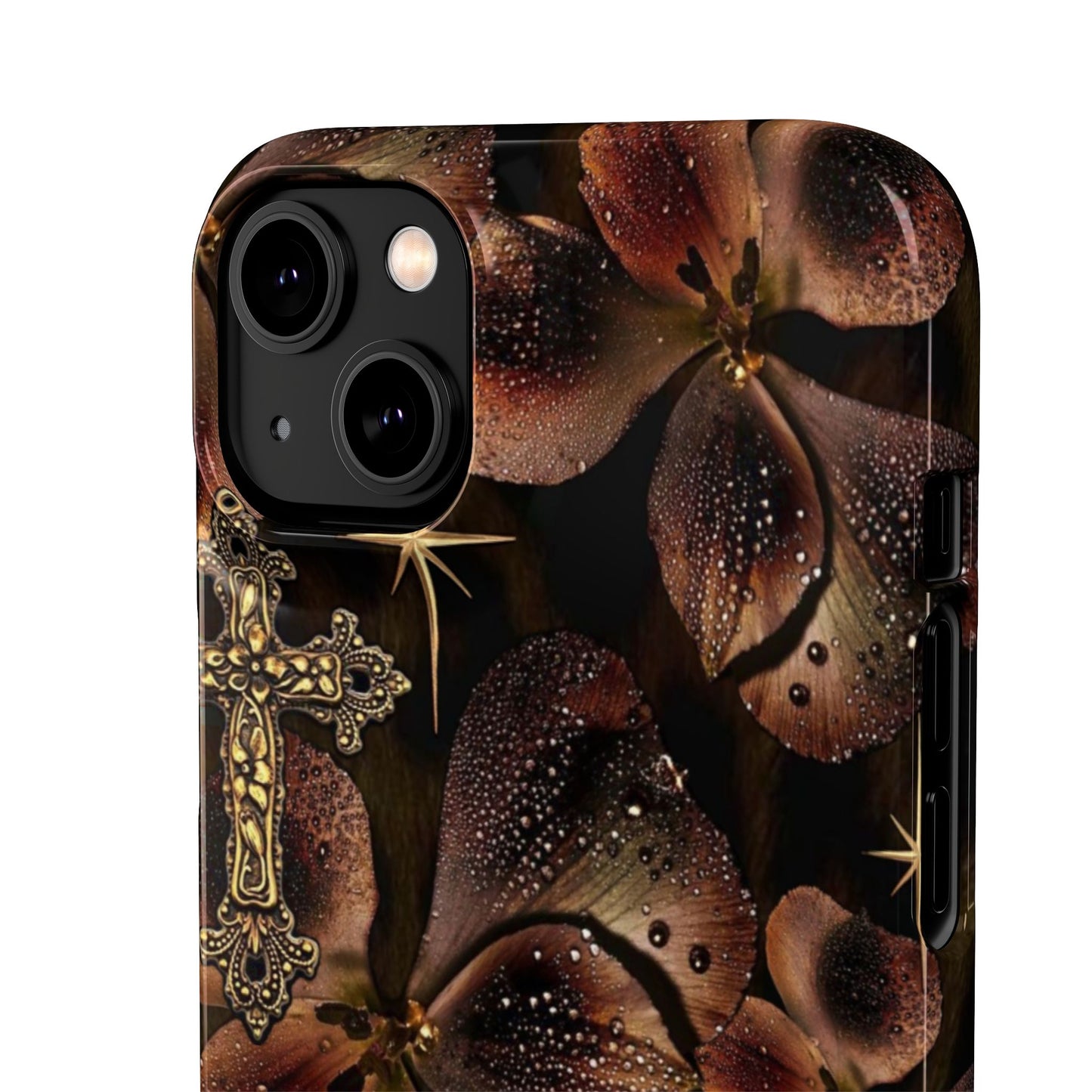Brown Floral Cross Case
