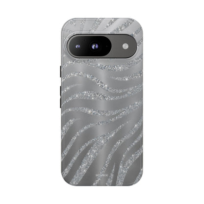 Silver Glitter Zebra Tough Case