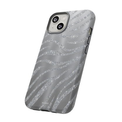 Silver Glitter Zebra Tough Case