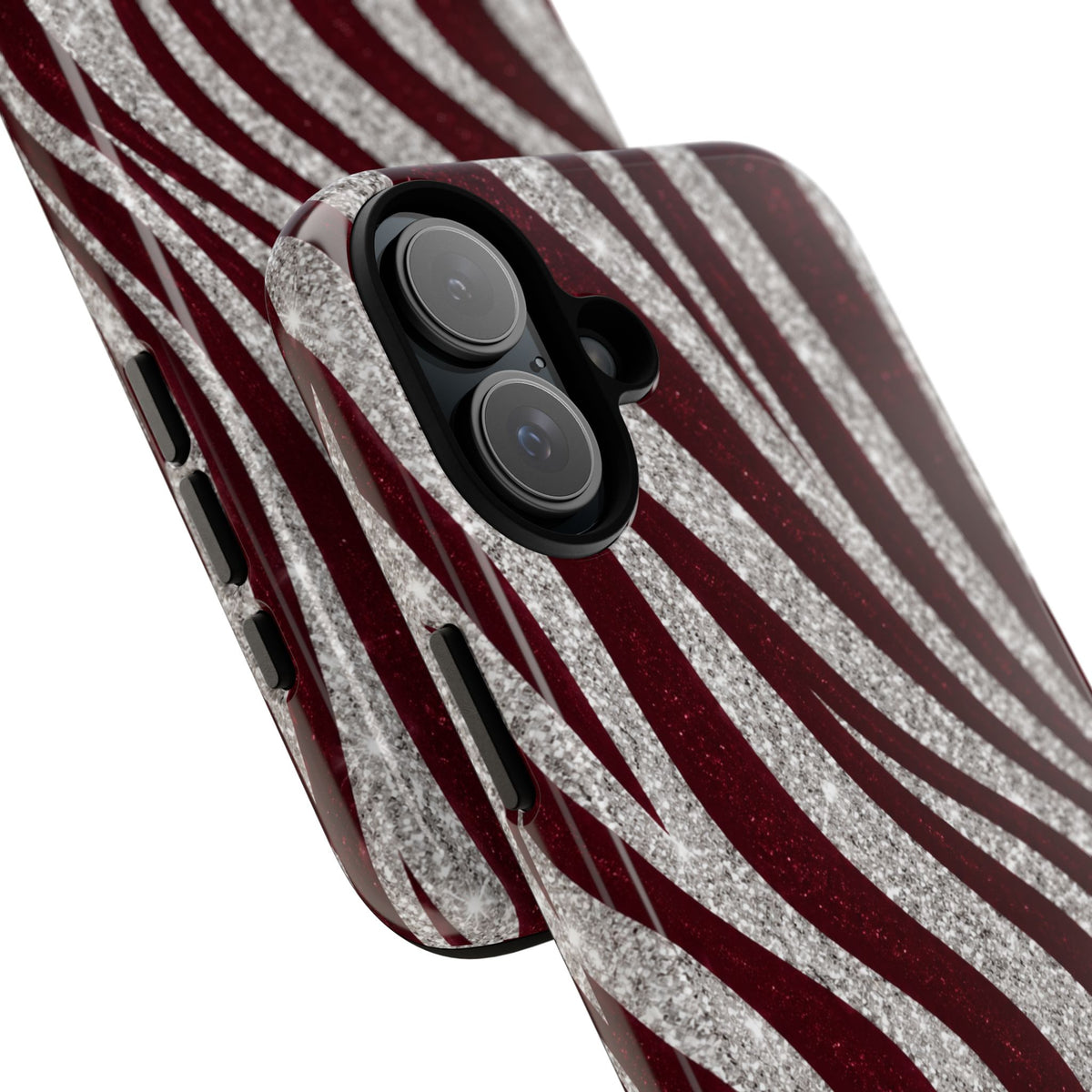 Burgundy Zebra Glitter Tough Case