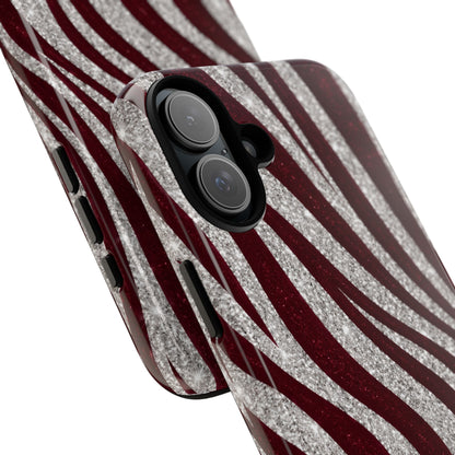 Burgundy Zebra Glitter Tough Case