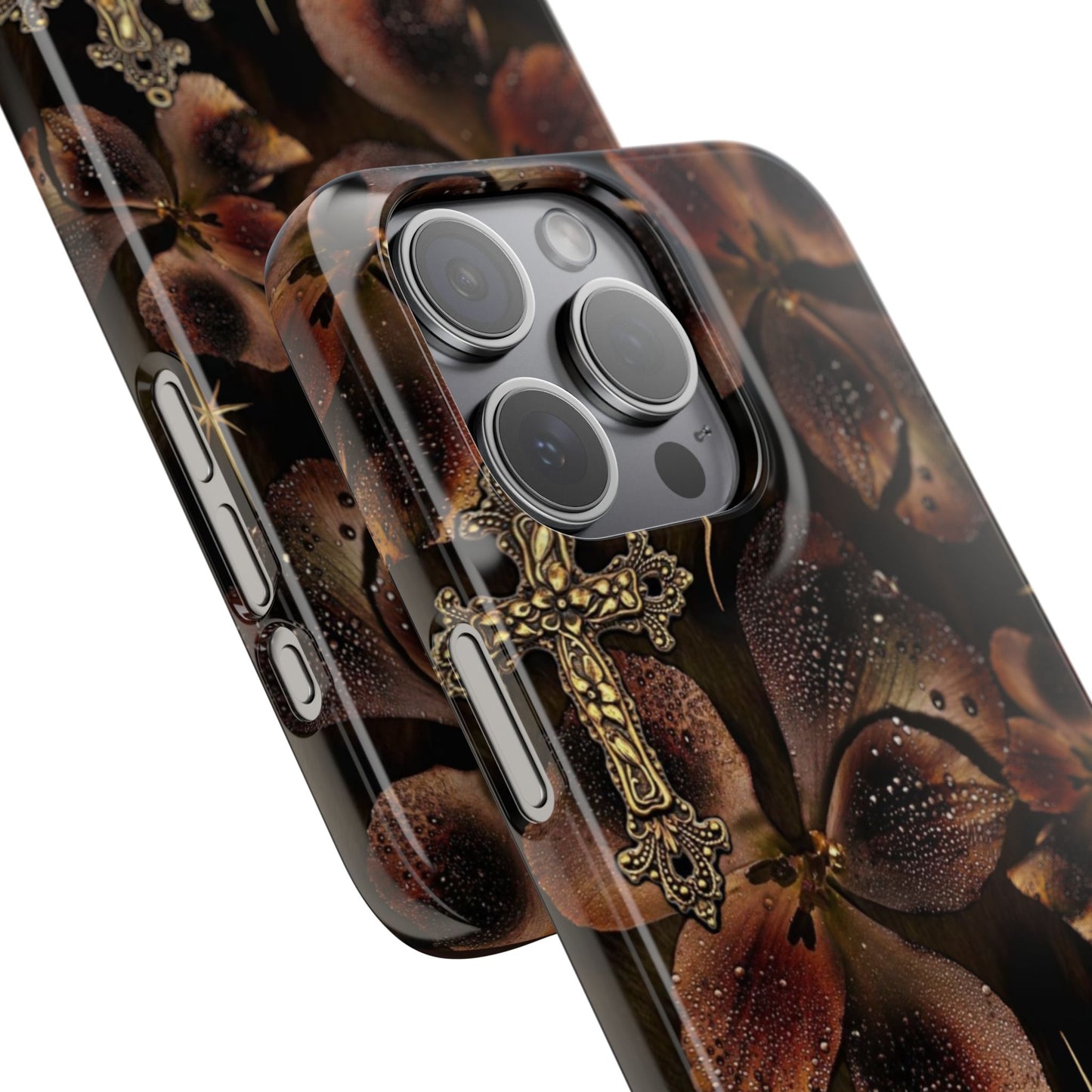 Brown Floral Cross Case