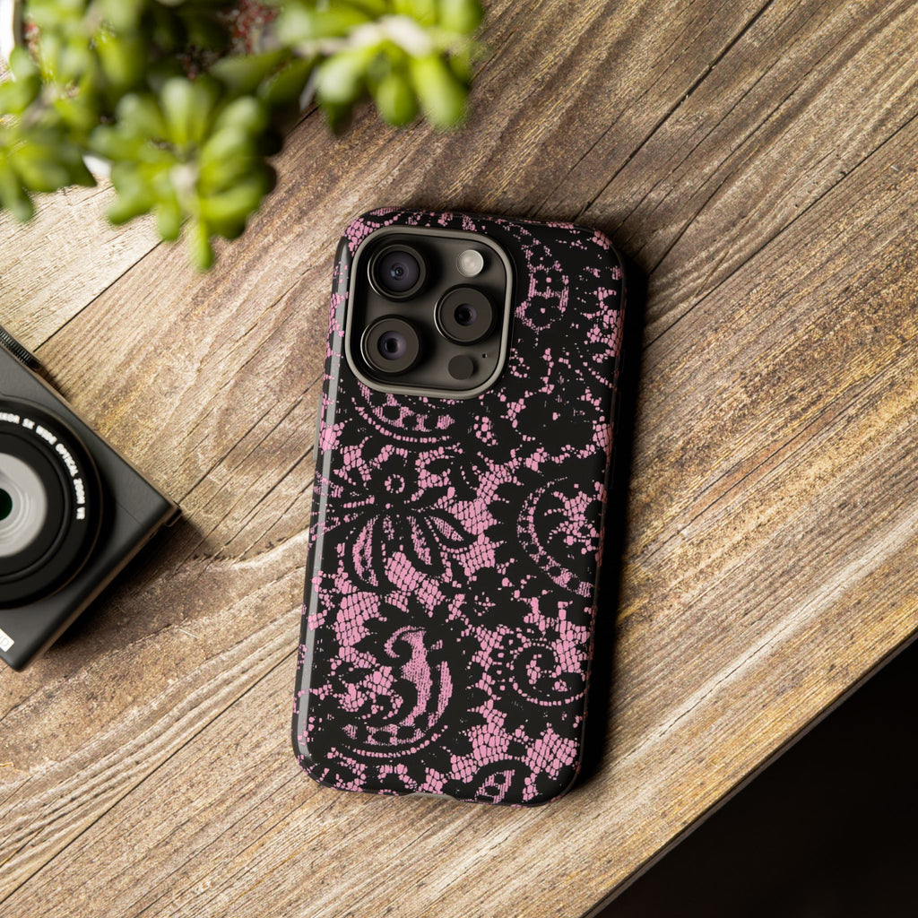 Pink Lace Pattern Tough Phone Case