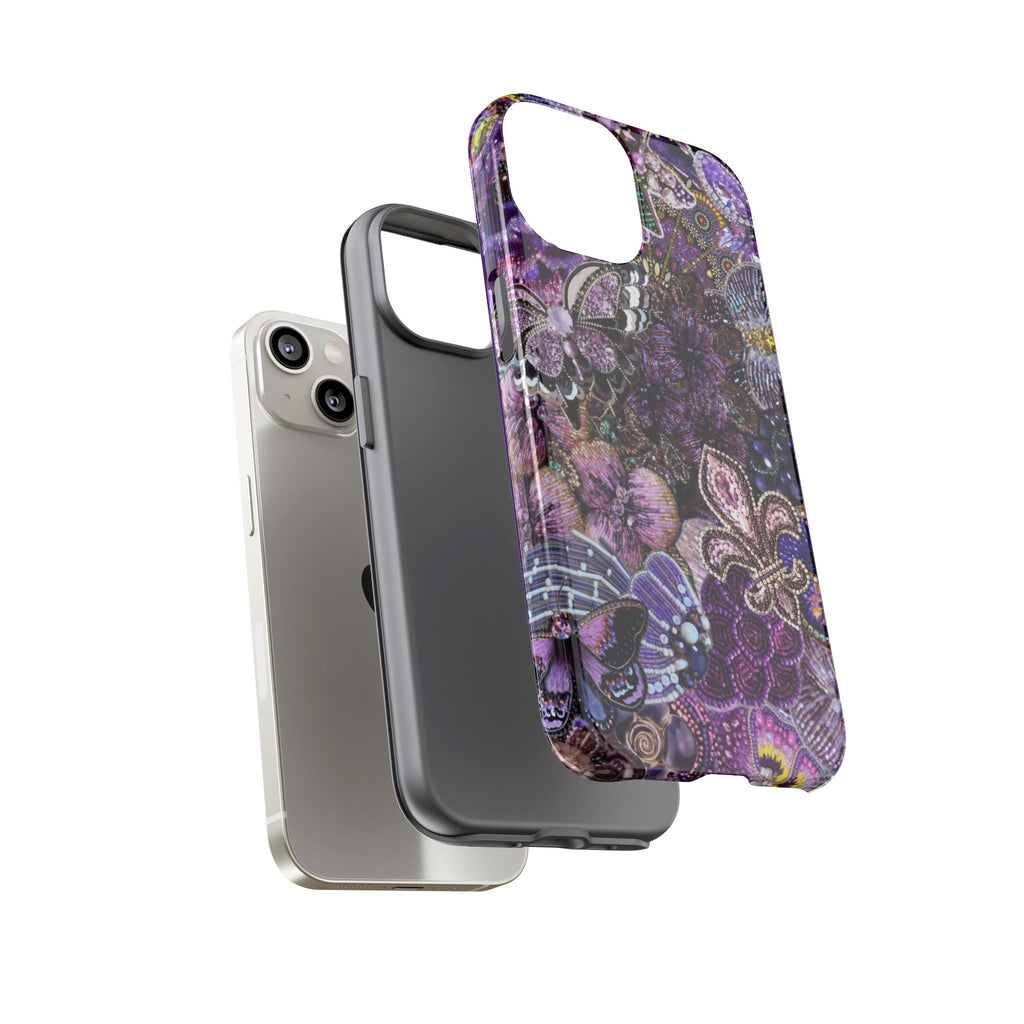 Purple Fleur-de-Lis Floral Tough Phone Case