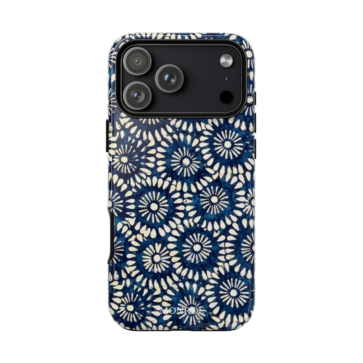 Navy Shibori Floral Tough Phone Case