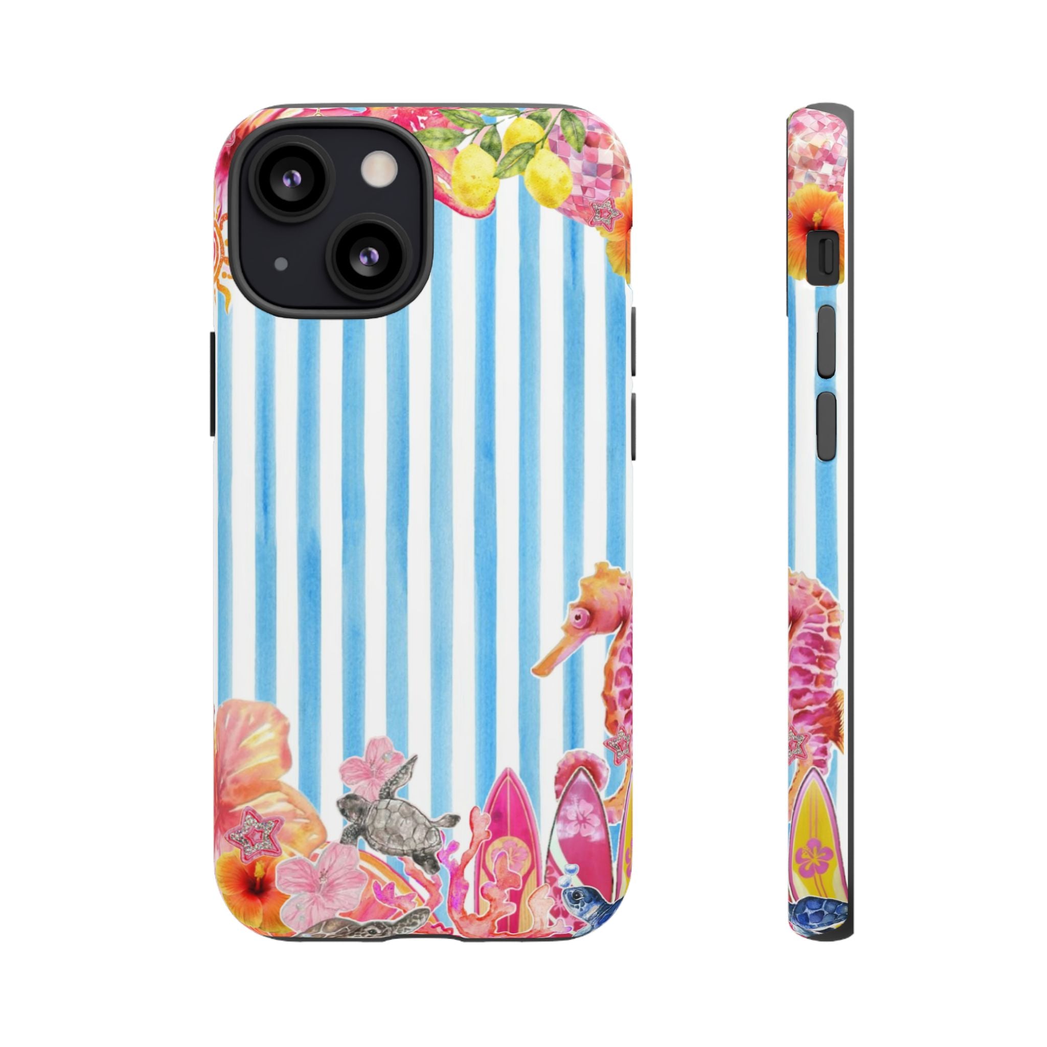 Beach Blue Striped Tough Phone Case