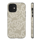 White Lace Pattern Tough Phone Case