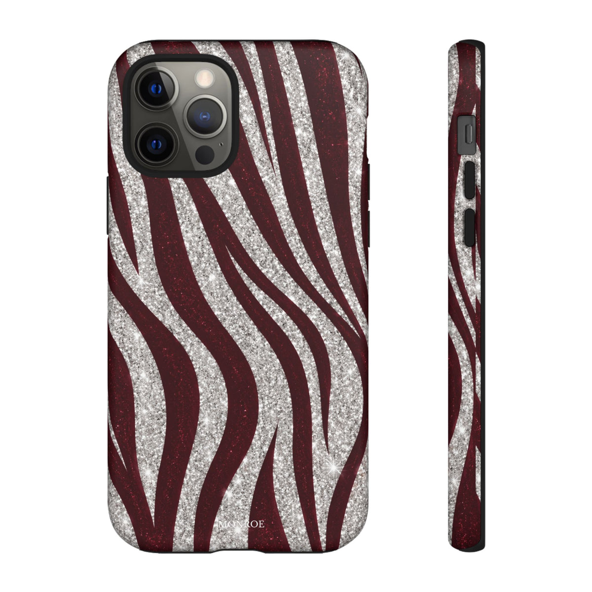 Burgundy Zebra Glitter Tough Case