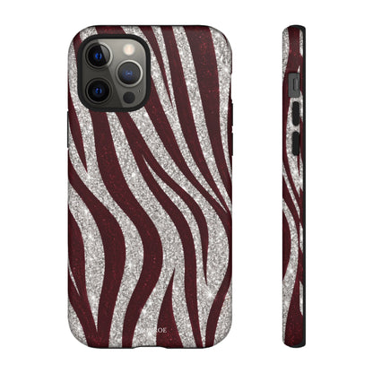 Burgundy Zebra Glitter Tough Case