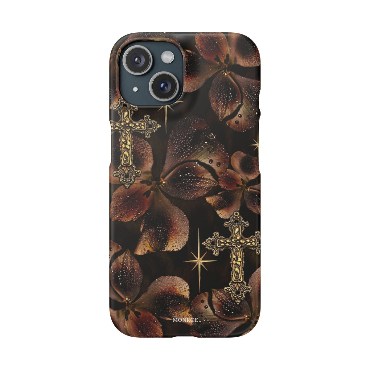 Brown Floral Cross Case