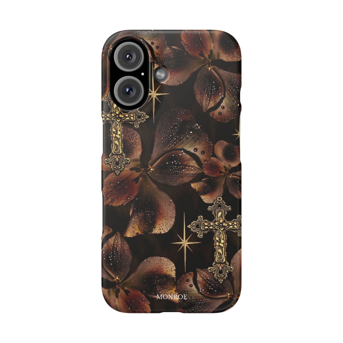 Brown Floral Cross Case