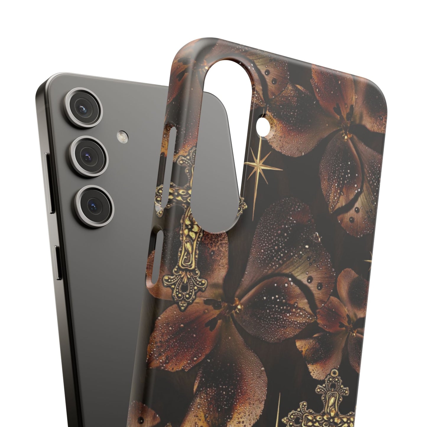 Brown Floral Cross Case