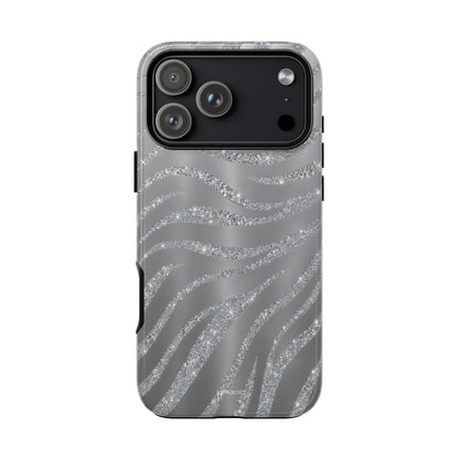 Silver Glitter Zebra Tough Case