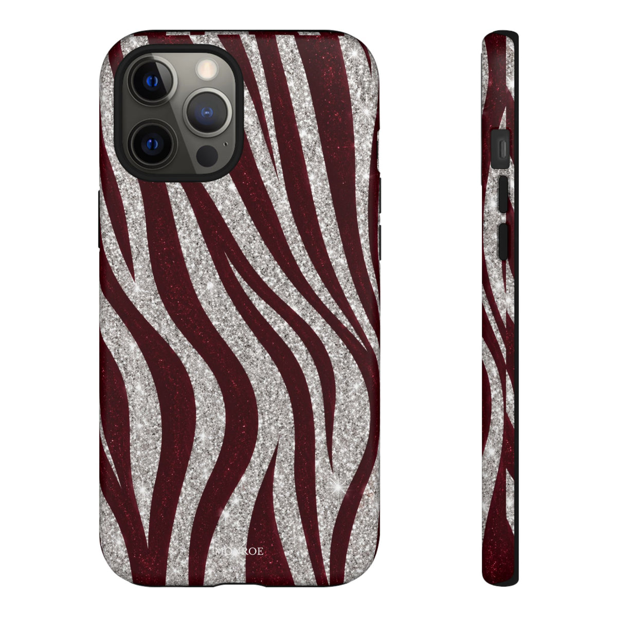 Burgundy Zebra Glitter Tough Case