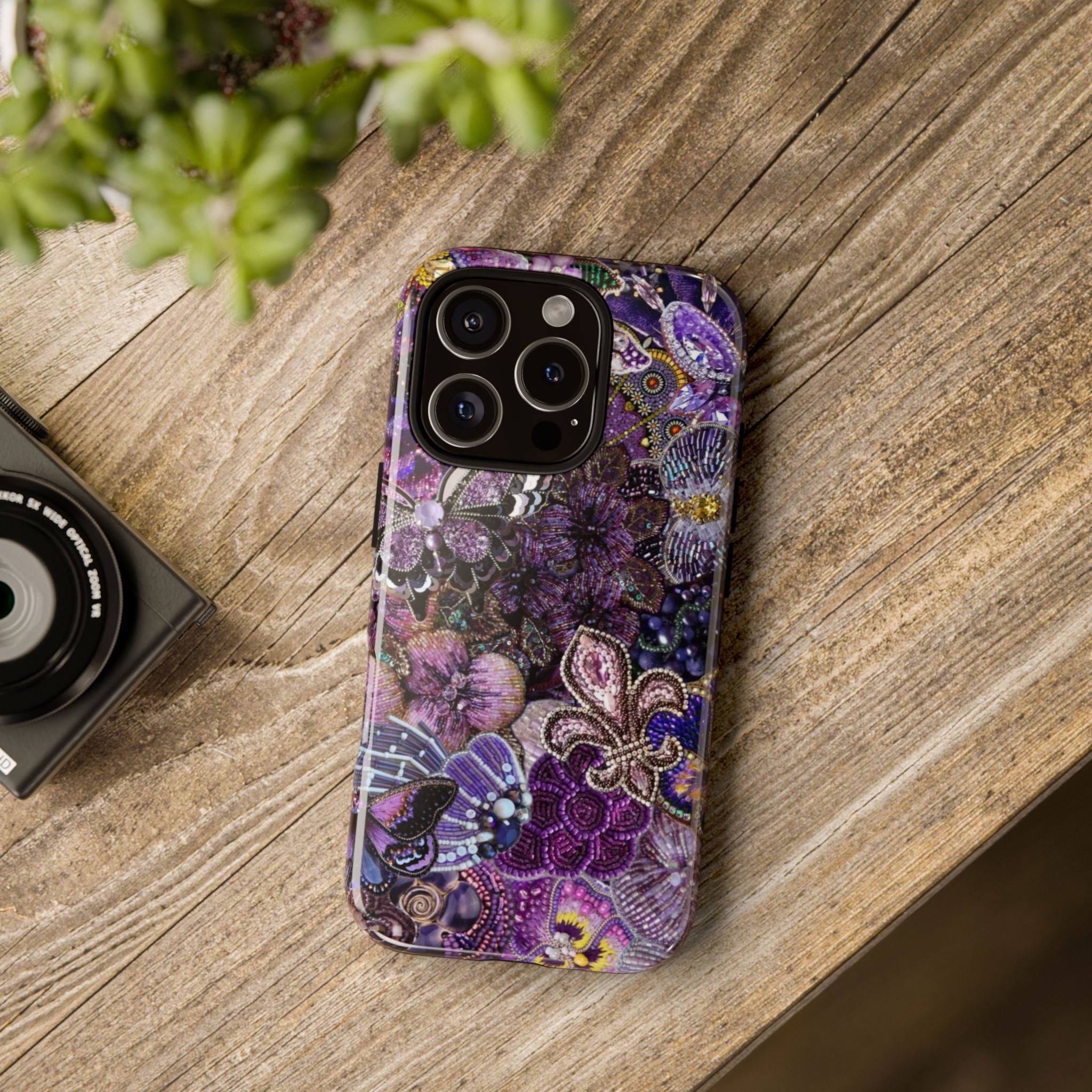 Purple Fleur-de-Lis Floral Tough Phone Case