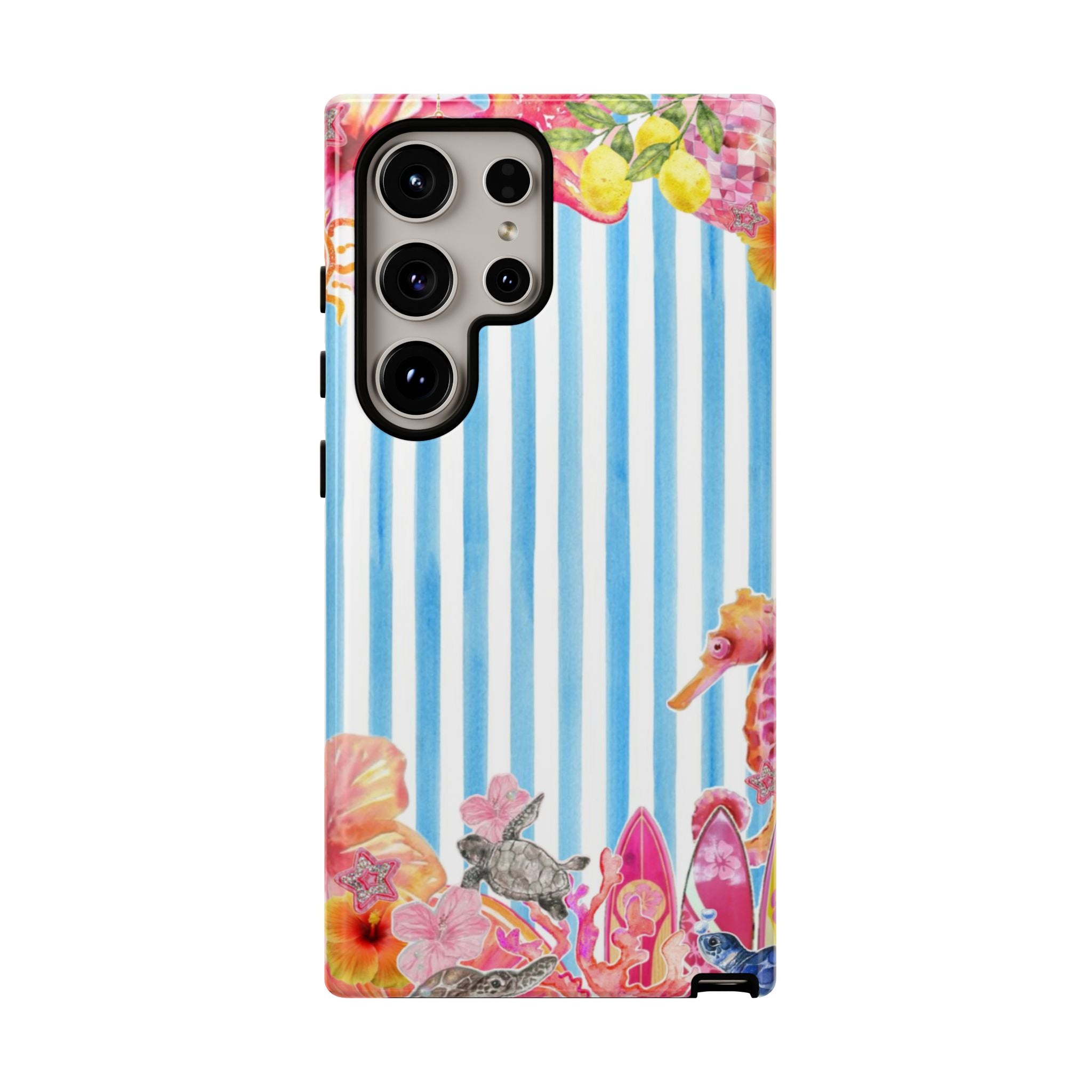 Beach Blue Striped Tough Phone Case
