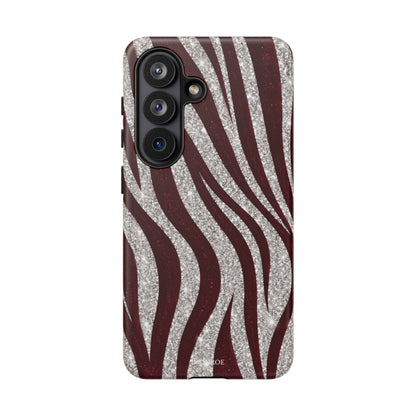 Burgundy Zebra Glitter Tough Case
