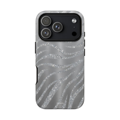 Silver Glitter Zebra Tough Case