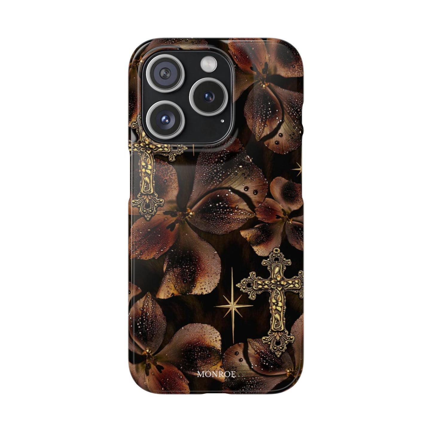 Brown Floral Cross Case