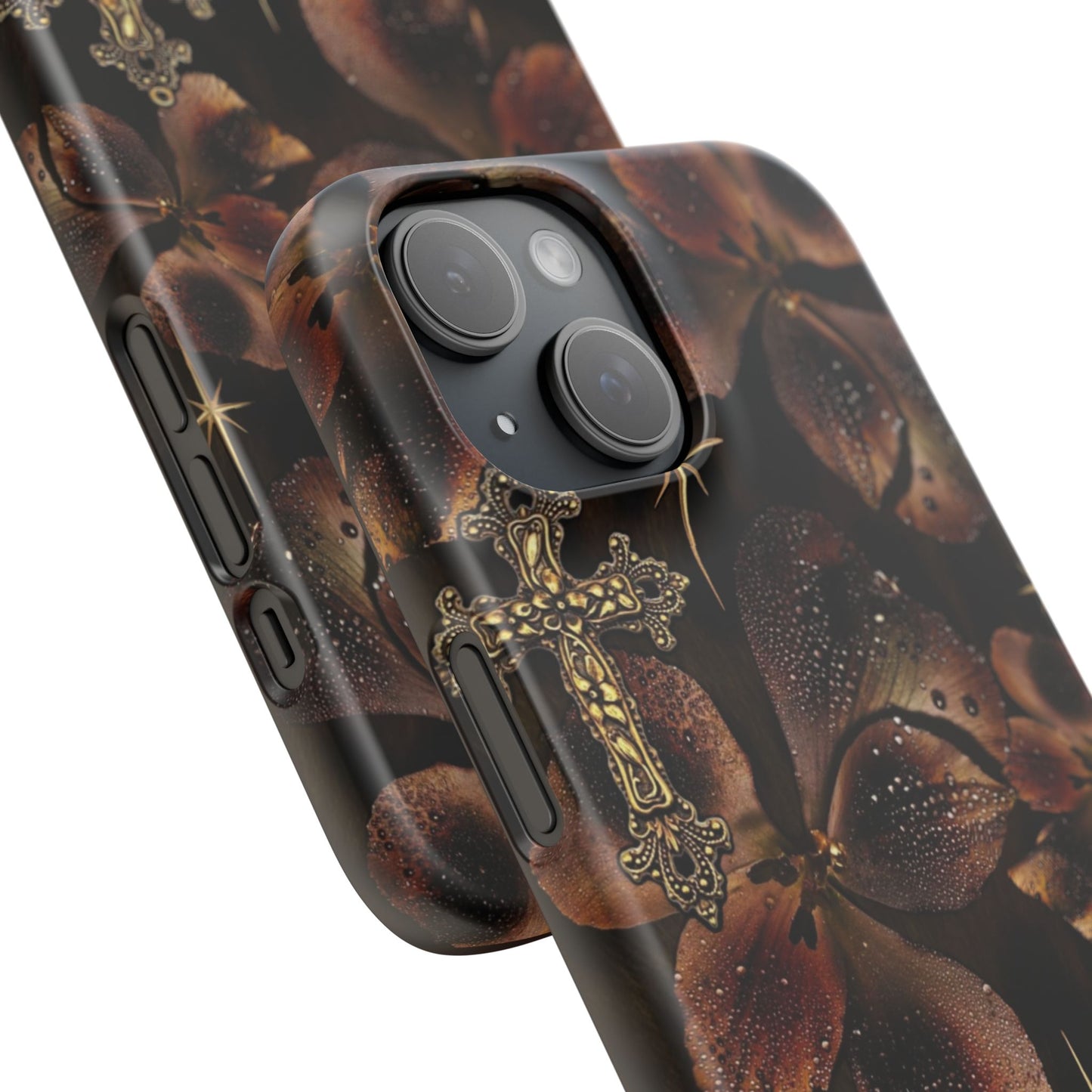 Brown Floral Cross Case