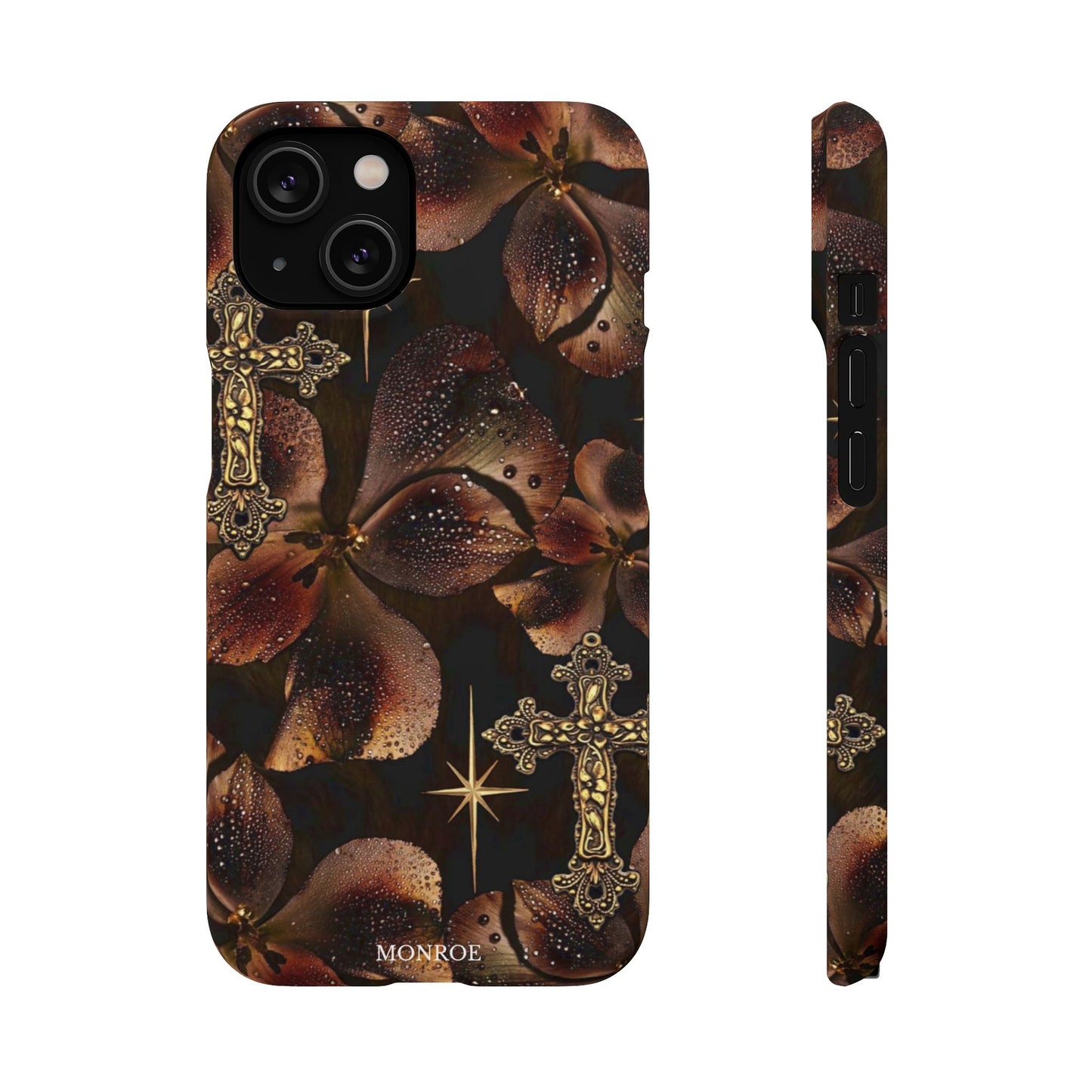 Brown Floral Cross Case