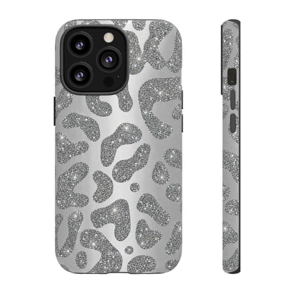 Silver Glitter Leopard Tough Case