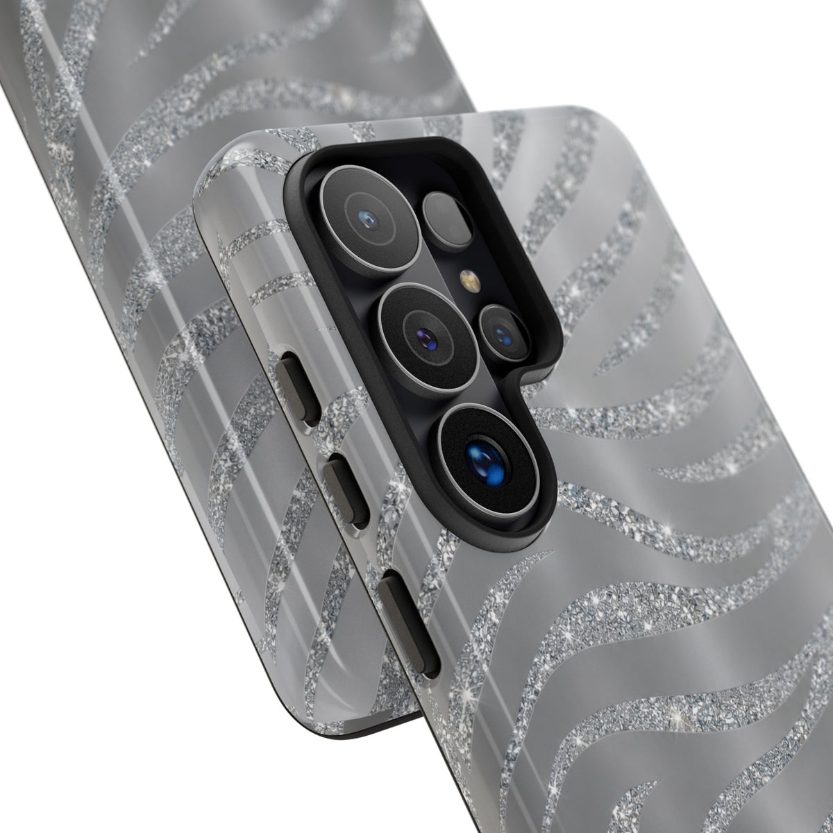 Silver Glitter Zebra Tough Case