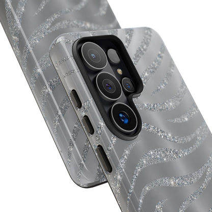 Silver Glitter Zebra Tough Case
