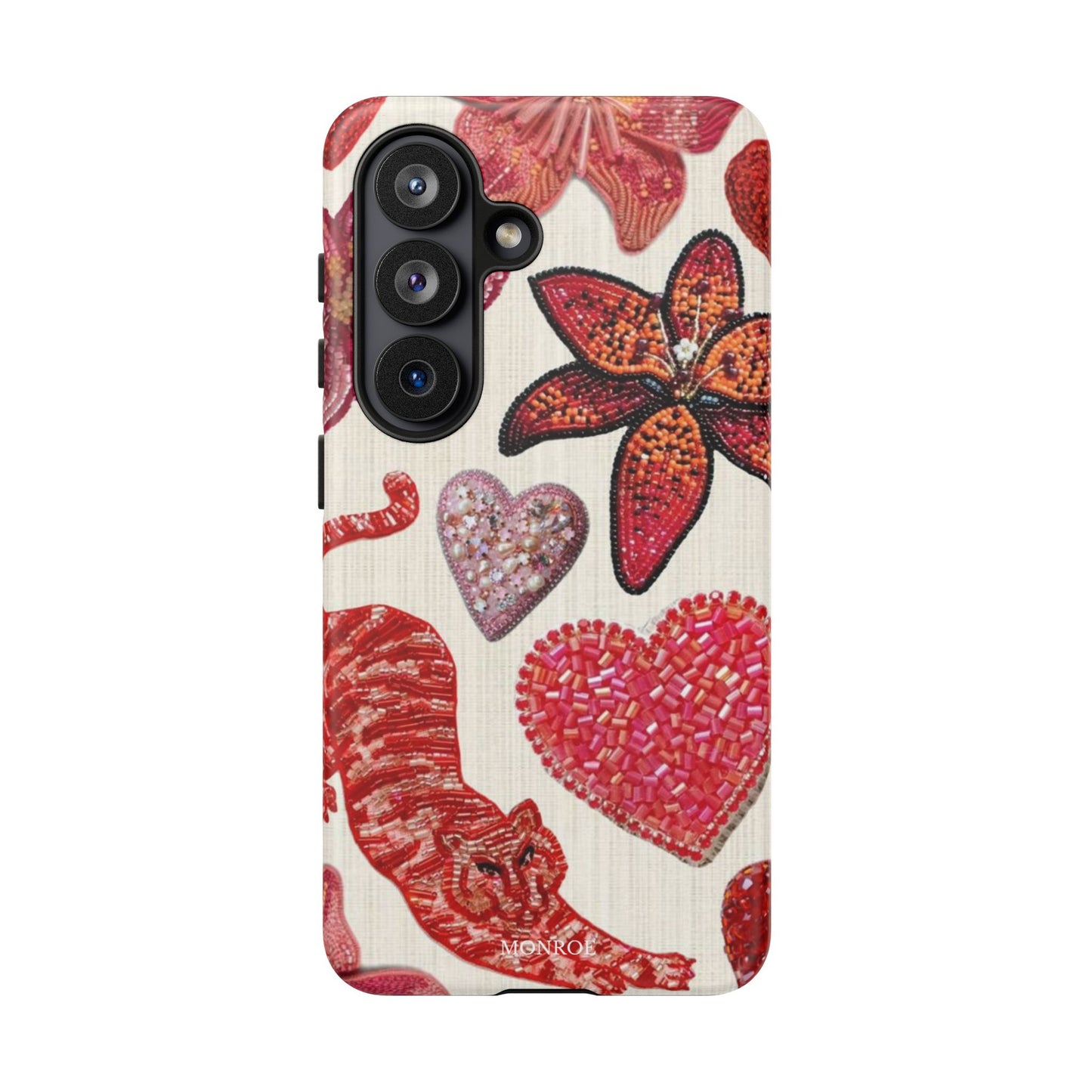 Floral & Heart Pattern Tough Case