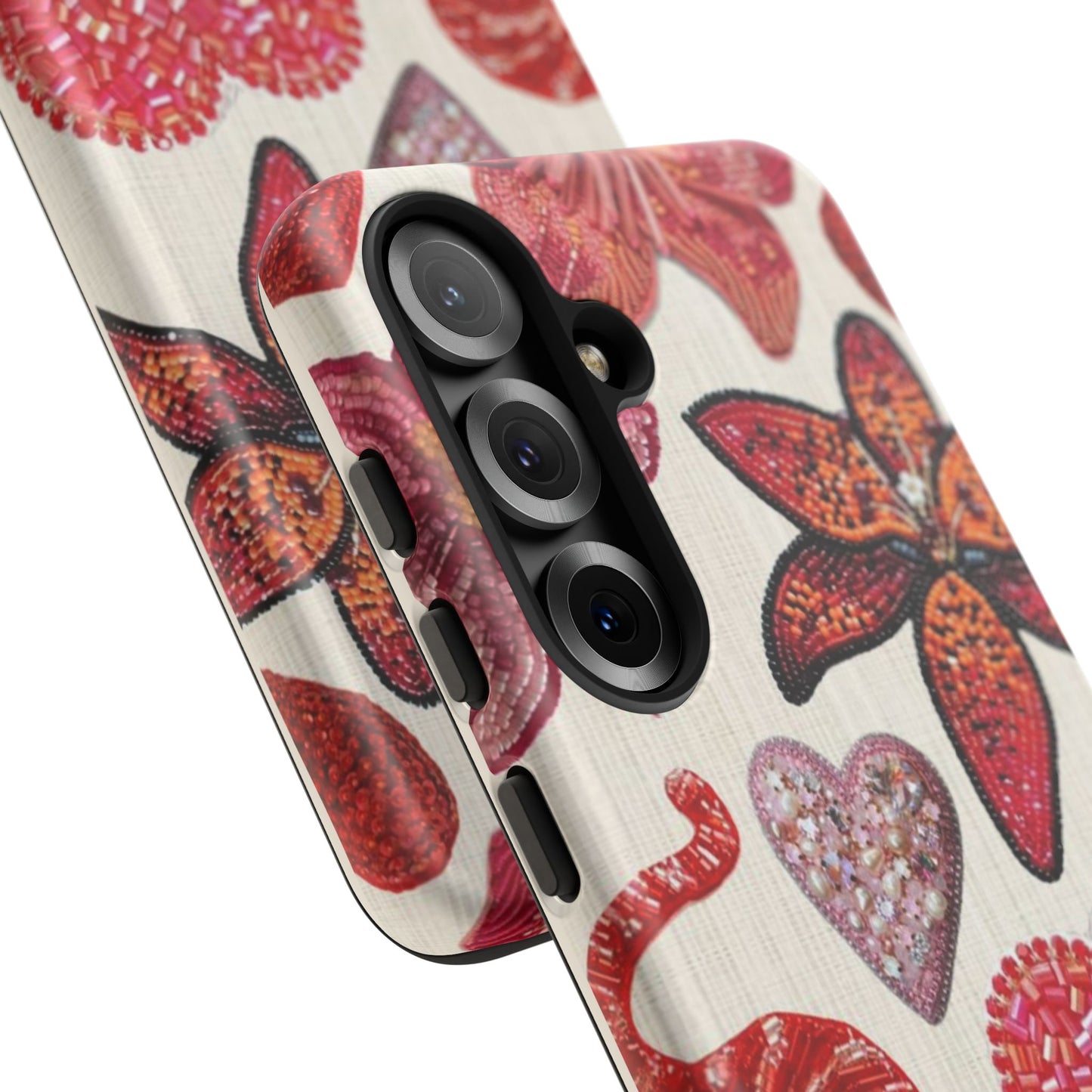 Floral & Heart Pattern Tough Case
