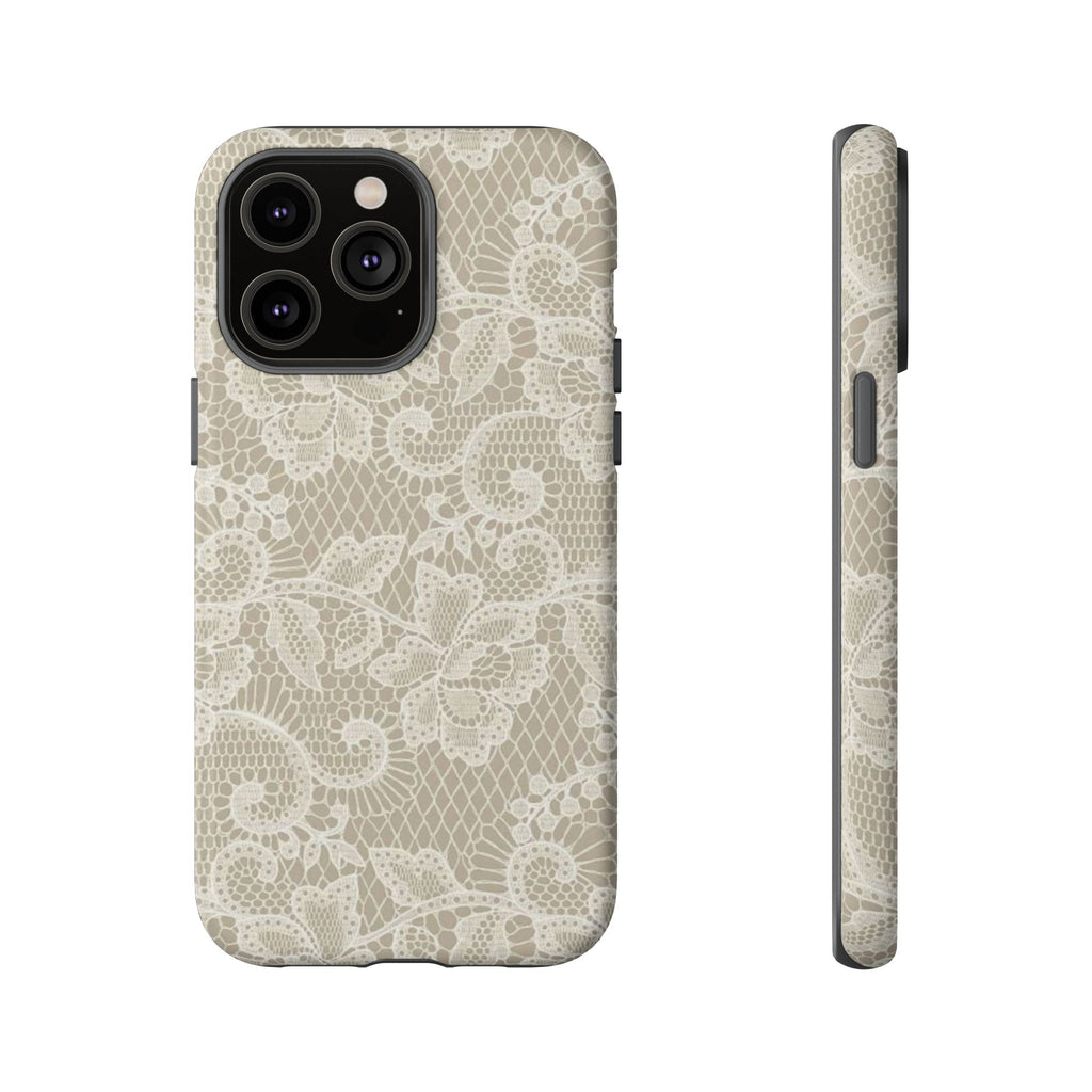 White Lace Pattern Tough Phone Case