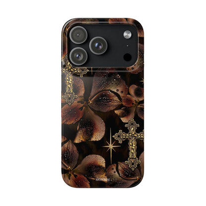 Brown Floral Cross Case