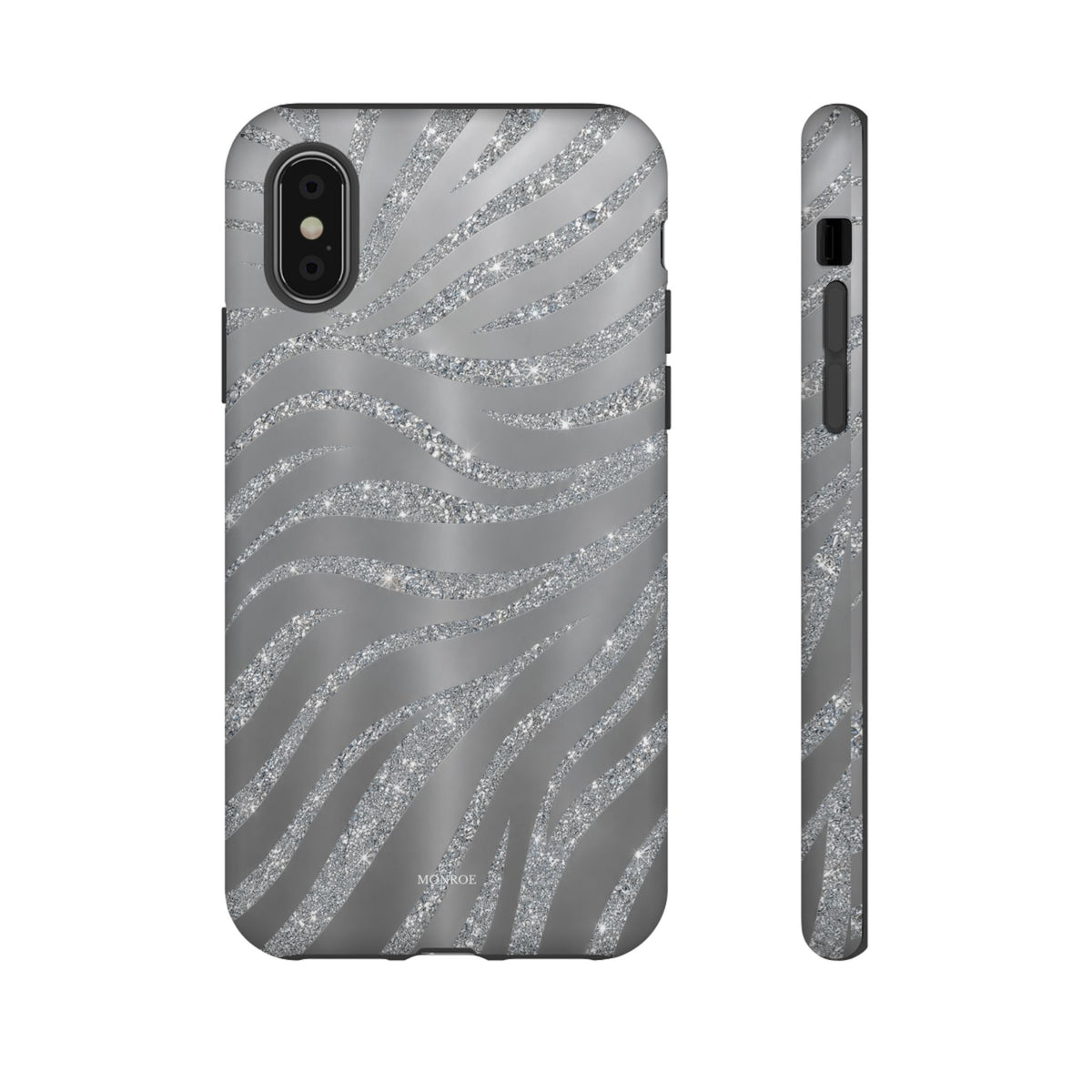Silver Glitter Zebra Tough Case