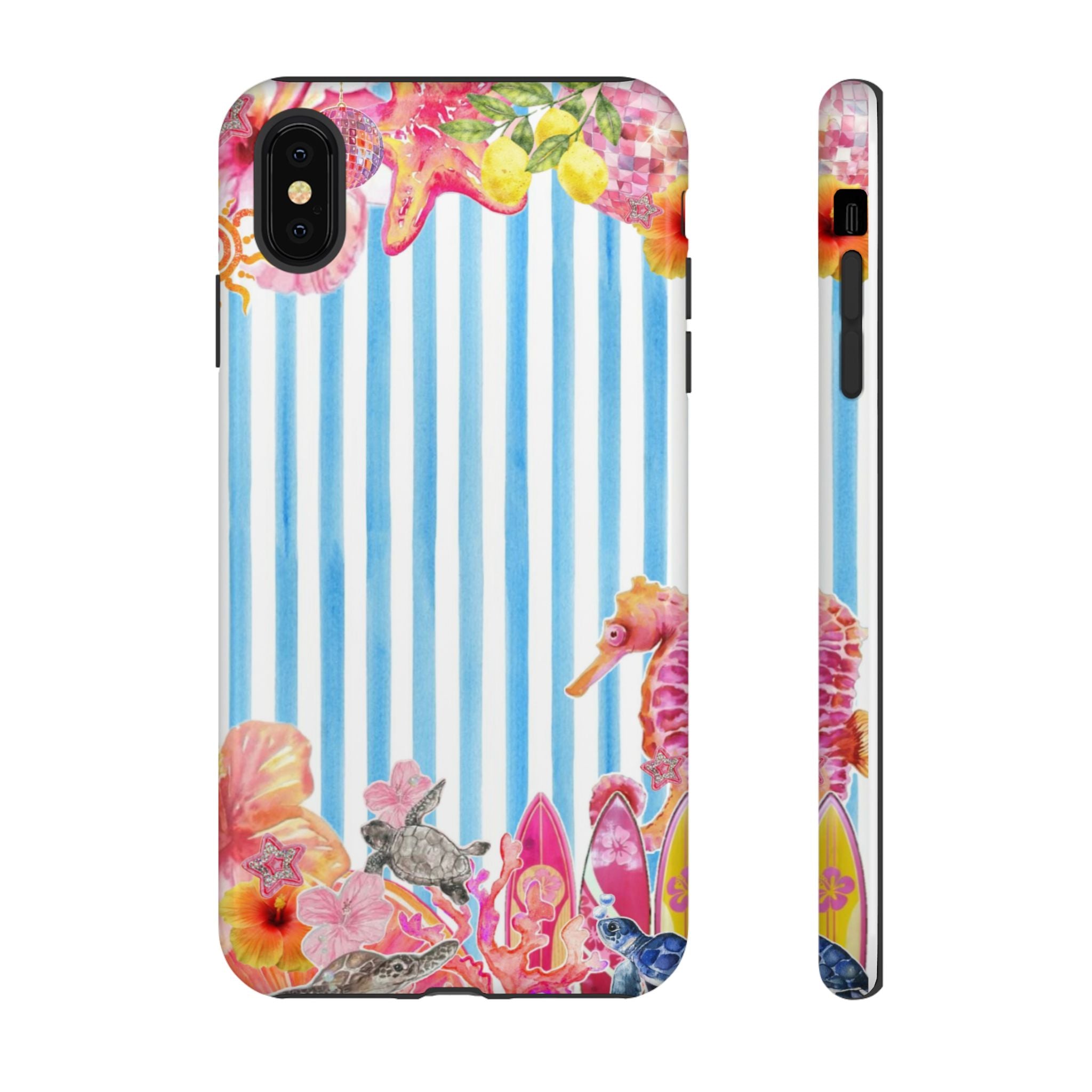 Beach Blue Striped Tough Phone Case