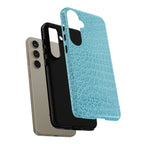 Croc Embossed Turquoise Phone Case