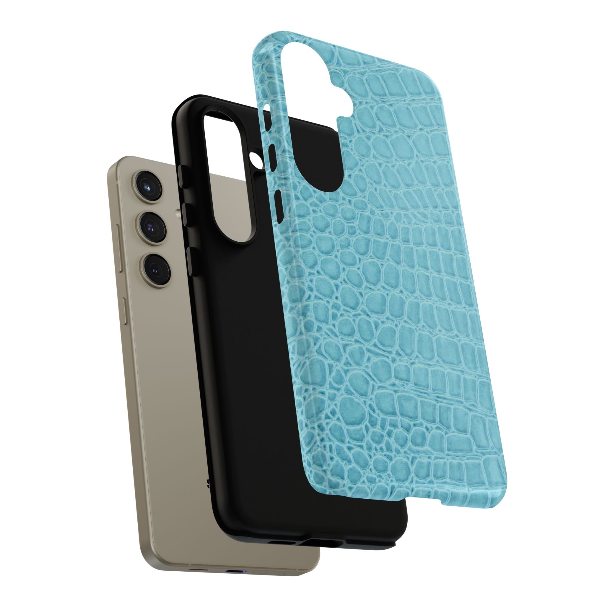 Croc Embossed Turquoise Phone Case