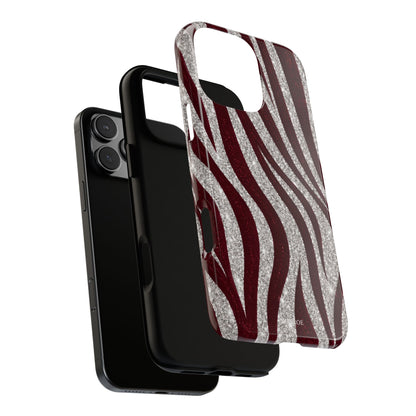 Burgundy Zebra Glitter Tough Case