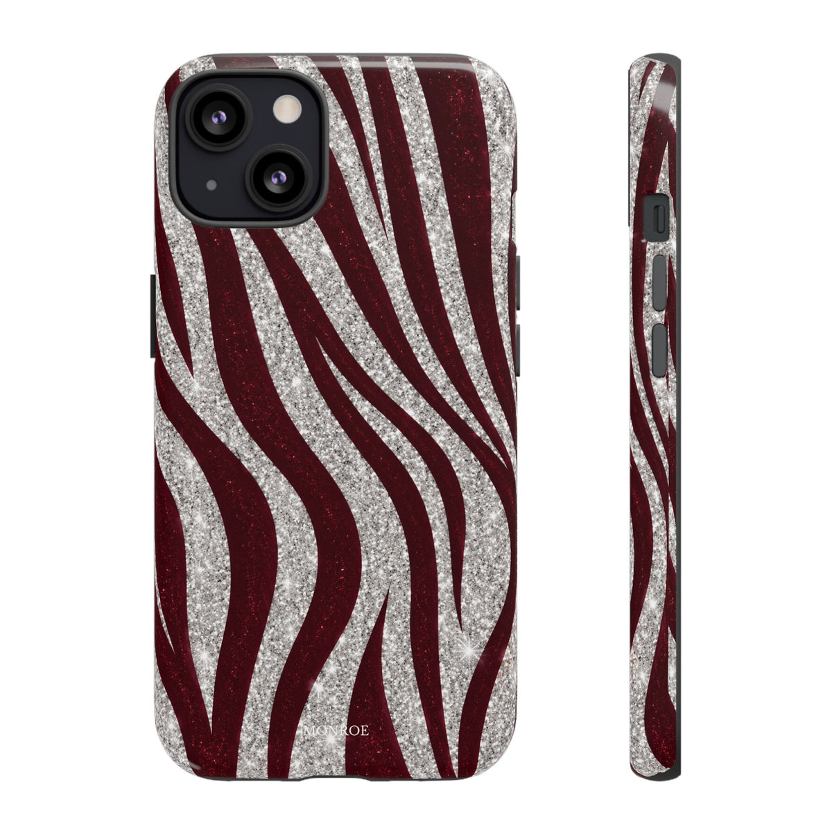 Burgundy Zebra Glitter Tough Case