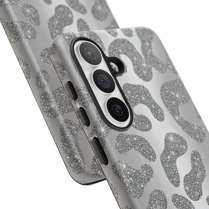 Silver Glitter Leopard Tough Case