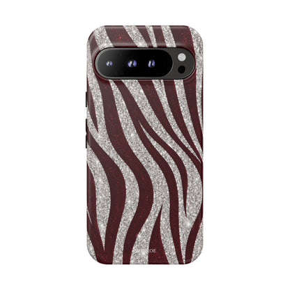 Burgundy Zebra Glitter Tough Case