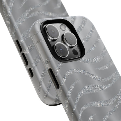 Silver Glitter Zebra Tough Case
