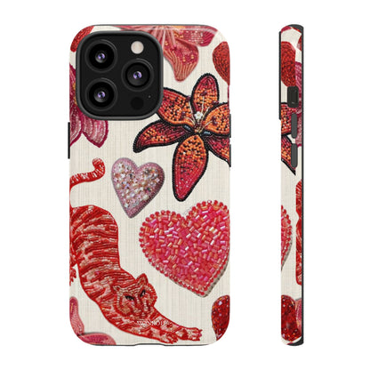 Floral & Heart Pattern Tough Case